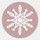 Sticker Rond Rose blanc Snowflakes rose (Devant)
