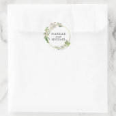 Sticker Rond Rose blanche antique Floral et Mariage or (Sac)