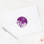 Sticker Rond Rose blanche Damask (Enveloppe)