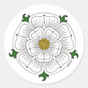 Sticker Rond Rose blanche de York