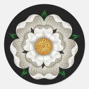 Sticker Rond Rose blanche de York