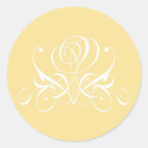 Sticker Rond Rose blanche en jaune soleil