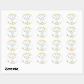 Sticker Rond Rose blanche Eucalyptus Flora Merci d'anniversaire (Feuille)