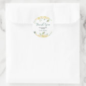 Sticker Rond Rose blanche Eucalyptus Flora Merci d'anniversaire (Sac)