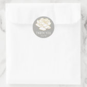 Sticker Rond rose blanche, merci (Sac)