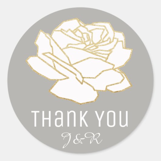 Sticker Rond rose blanche, merci (Devant)