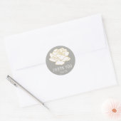 Sticker Rond rose blanche, merci (Enveloppe)