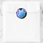 Sticker Rond Rose Bleu, aquarelle romantique à fleurs Classic R (Sac)