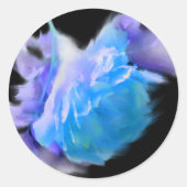 Sticker Rond Rose Bleu, aquarelle romantique à fleurs Classic R (Devant)
