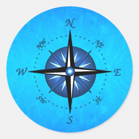 Sticker Rond Rose Bleu Compass (Devant)