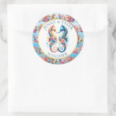 Sticker Rond Rose, Bleu et Or Coastal Sand Dollar Plage (Sac)