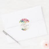 Sticker Rond Rose Bleu Jaune Floral Sweet 16 (Enveloppe)
