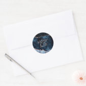 Sticker Rond Rose bleu marine Gold Agate Marbre Monogramme Mari (Enveloppe)