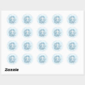 Sticker Rond Rose bleu scintillant garçon Christening (Feuille)