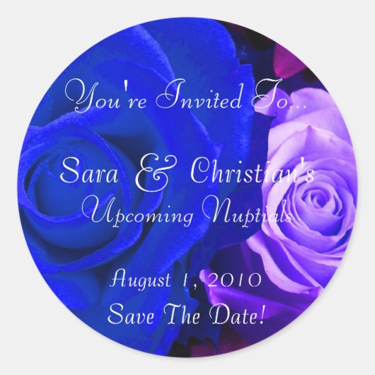 Sticker Rond Rose bleu violet (Devant)