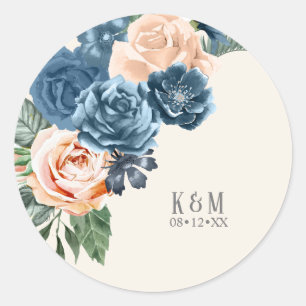 Sticker Rond Rose Blue/Peach Mariage ID584