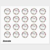 Sticker Rond Rose botanique d'hiver 100e anniversaire Merci (Feuille)