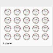 Sticker Rond Rose botanique d'hiver 60e anniversaire Merci (Feuille)