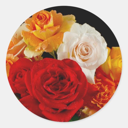 Sticker Rond Rose Bouquet (Devant)