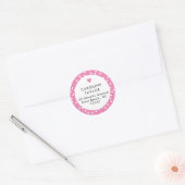 Sticker Rond Rose Bulle Coeur & Points Mignon Fillette Adresse (Enveloppe)