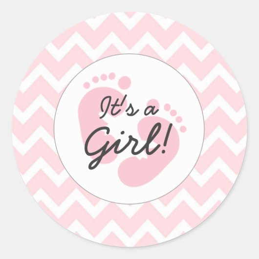 Sticker Rond rose c'est une fille baby shower enveloppe scellés (Devant)