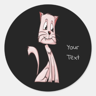 Sticker rond rose chat classique