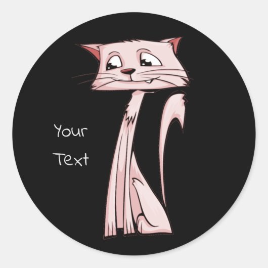 Sticker rond rose chat classique (Devant)