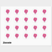 Sticker Rond Rose chaud (Feuille)
