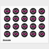 Sticker Rond Rose chaud sur Sticks de crosse noir & Motif de co (Feuille)