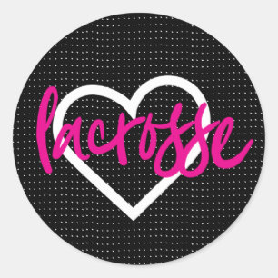 Sticker Rond Rose chaud sur Sticks de crosse noir & Motif de co