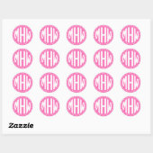 Sticker Rond Rose Chaud Wht 3 Initiale Monogramme Cercle Point  (Feuille)