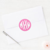 Sticker Rond Rose Chaud Wht 3 Initiale Monogramme Cercle Point  (Enveloppe)