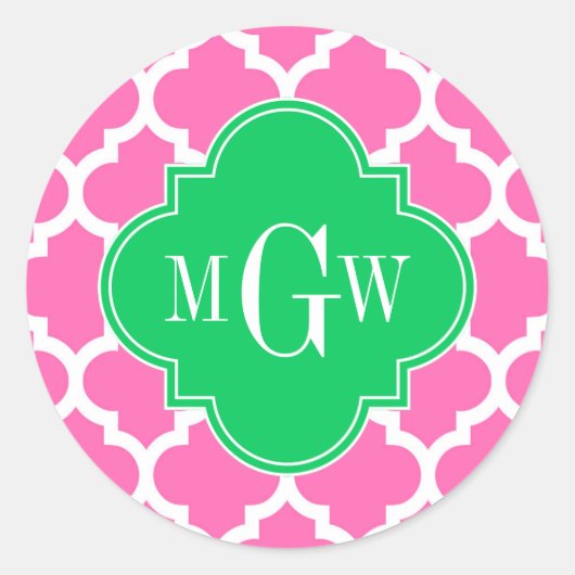 Sticker Rond Rose Chaud Wt Marocain #5 Émeraude 3 Monogramme In (Devant)