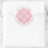 Sticker Rond ROSE CHECK QUILT Gros scellés d'adresse ronde (Sac)