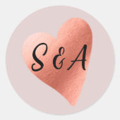 Sticker Rond Rose chic Gold Mariage de coeur (Devant)