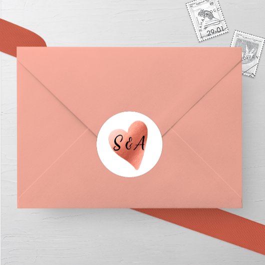 Sticker Rond Rose chic Gold Mariage de coeur