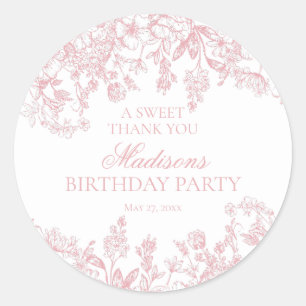 Sticker Rond Rose Chinoiserie Anniversaire Floral Vintage Cercl