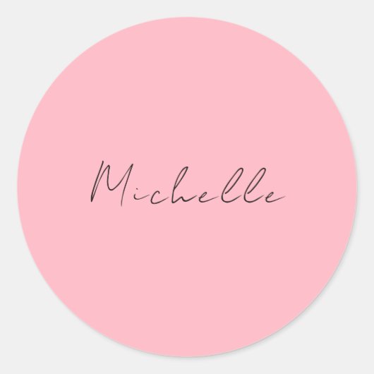 Sticker Rond Rose Clair Professionnel Écriture Manuscrite Class (Devant)