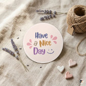 Sticker Rond Rose Clair Simple Vintage "Bonne Journée"