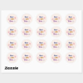 Sticker Rond Rose Clair Simple Vintage "Bonne Journée" (Feuille)