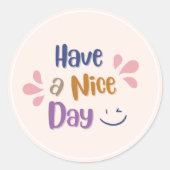 Sticker Rond Rose Clair Simple Vintage "Bonne Journée" (Devant)