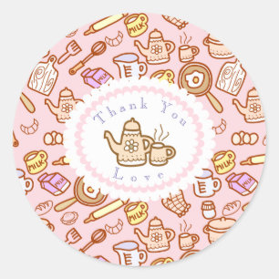 Sticker rond rose classique de cuisine mignonne