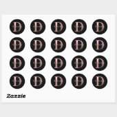 Sticker Rond Rose classique Mariage à huile d'or Monogramme D N (Feuille)