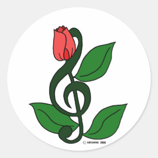 Sticker Rond Rose Clef