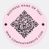 Sticker Rond Rose | Code QR personnalisé professionnel (Devant)