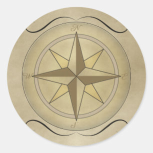 Sticker Rond Rose Compass en or