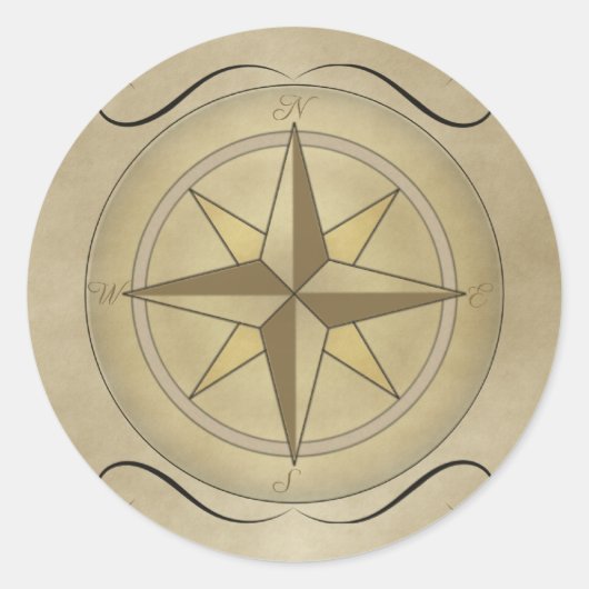Sticker Rond Rose Compass en or (Devant)