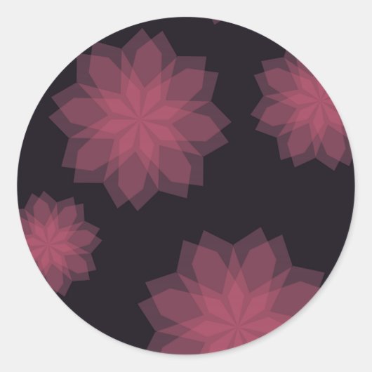 Sticker Rond Rose, cool, tendance, abstraction de fleurs modern (Devant)