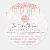 Sticker Rond Rose Cupcake Parties scintillant or Drift Boulange (Devant)