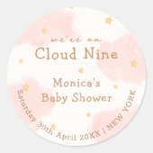Sticker Rond Rose Cute Nuage Neuf Fille Douche bébé (Devant)